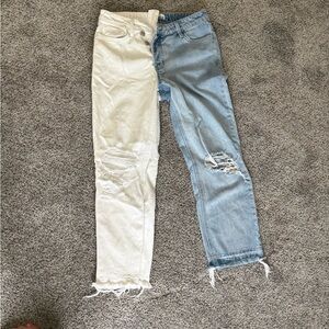 VERVET BY FLYING MONKEY Two-Tone Ankle Jeans